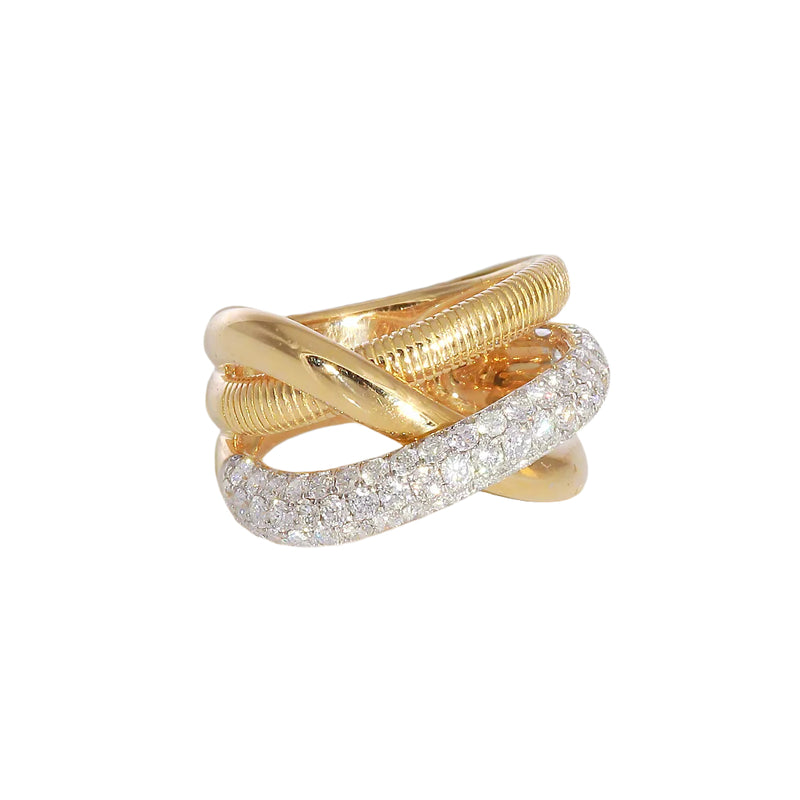 Gold Diamond Crossover Ring– 1.49 CT-Diamond-Bijoux Village Fine Jewellers