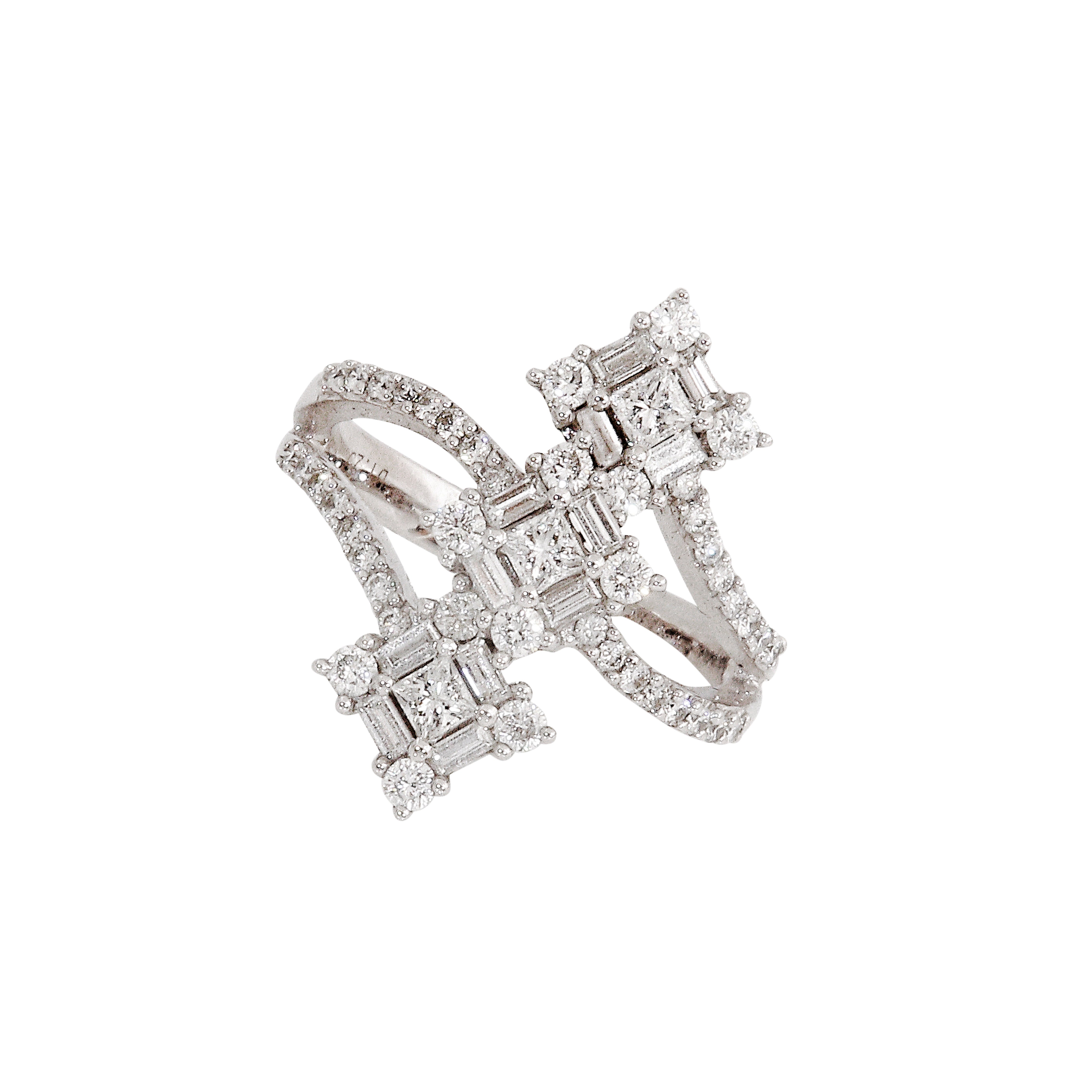 White Gold Diamond Crossover Ring-Bijoux Village Fine Jewellers