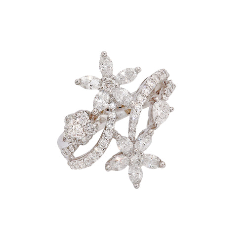 Diamond Band with Diamond Flowers-rings-Bijoux Village Fine Jewellers