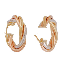 Load image into Gallery viewer, Tri Colour Gold Hoop Earrings-Earring-Bijoux Village Fine Jewellers
