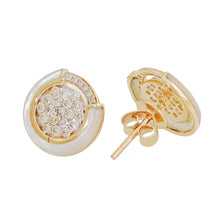 Load image into Gallery viewer, 14 Karat Yellow Gold, Diamond and Mother of Pearl Stud Earrings with .65 CTs Natural Diamonds-Earring-Bijoux Village Fine Jewellers
