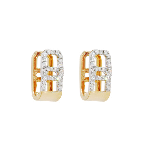 18 Karat Yellow Gold Diamond Clip Stud Earrings with .67 CTs Natural Diamonds-Earring-Bijoux Village Fine Jewellers