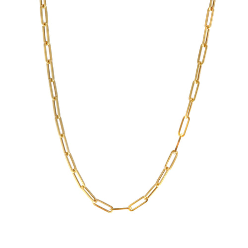 14 Karat Yellow Gold Paperclip Necklace-Necklace-Bijoux Village Fine Jewellers