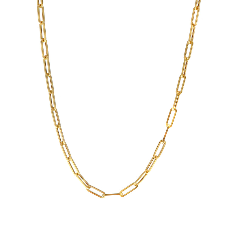 Yellow Gold Paperclip Necklace-14 Karat-Bijoux Village Fine Jewellers
