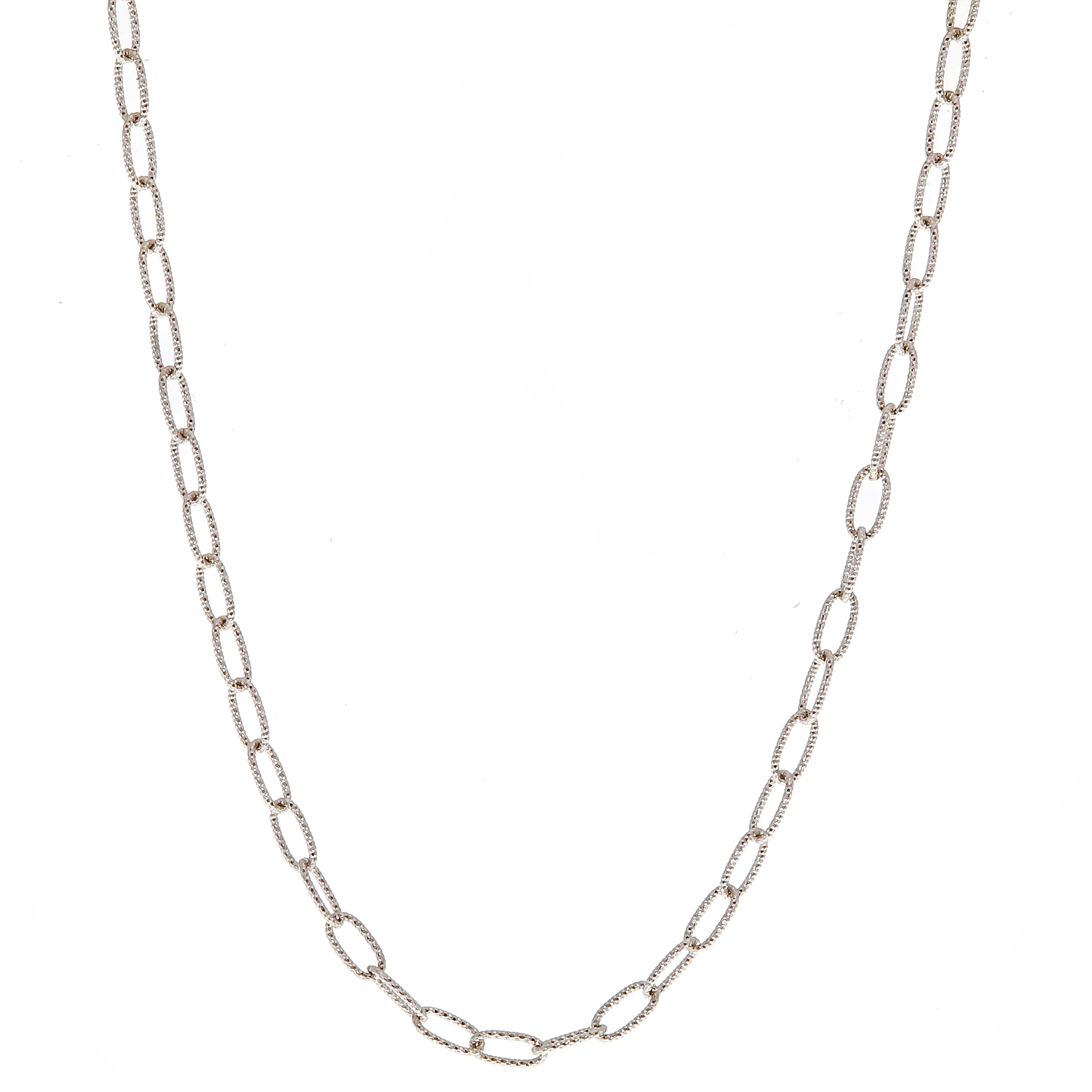 White Gold Paperclip Necklace-Bijoux Village Fine Jewellers