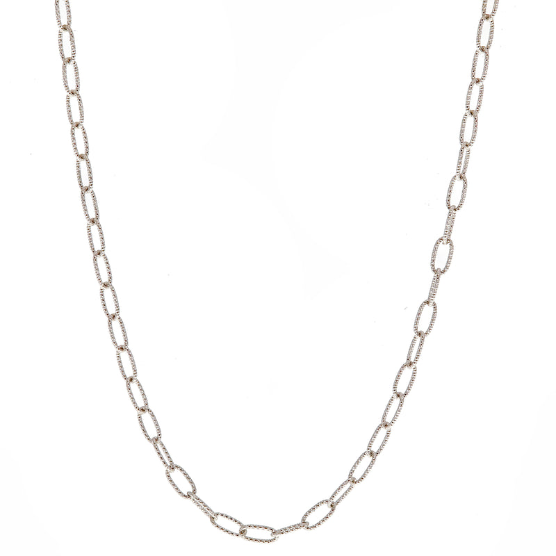 White Gold Paperclip Necklace-Bijoux Village Fine Jewellers
