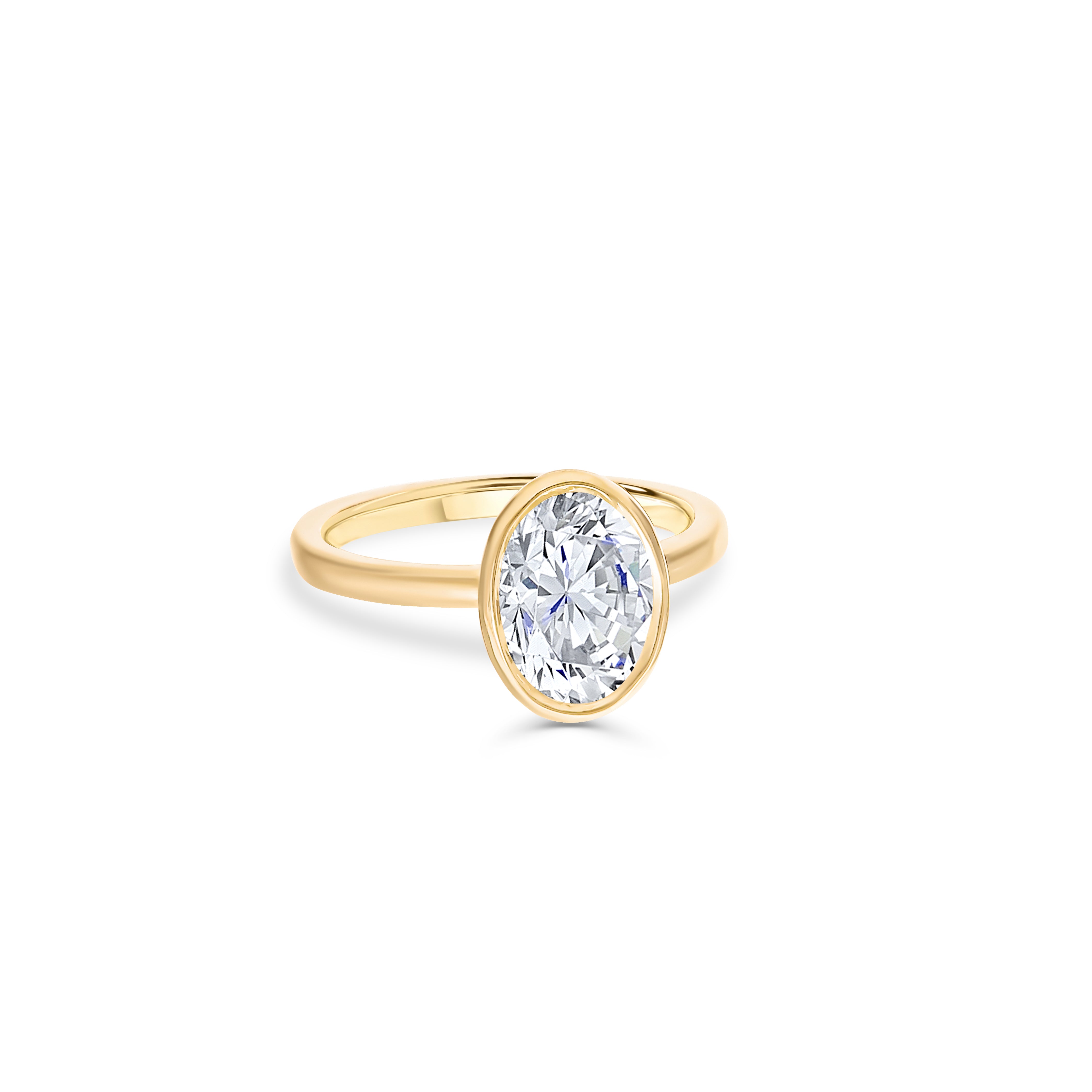 Bezel set oval diamond ring-18 Karat-Bijoux Village Fine Jewellers