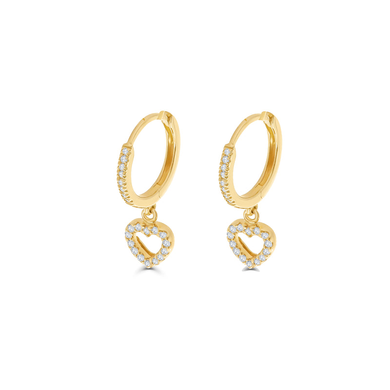 Gold & Diamond Heart Hoop Earrings-14 Karat-Bijoux Village Fine Jewellers