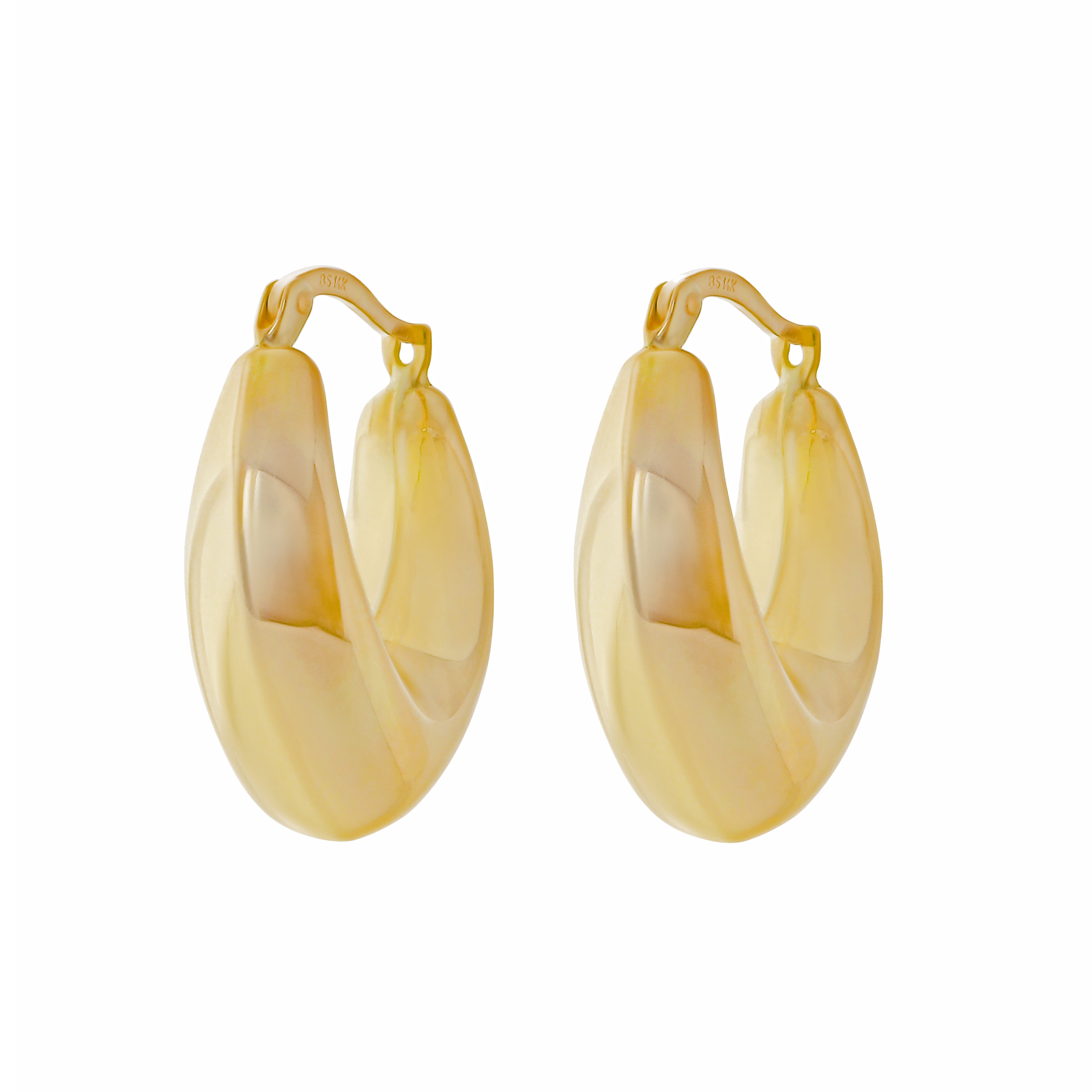 Yellow Gold Sculpted Hoop Earrings-14 Karat-Bijoux Village Fine Jewellers