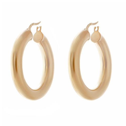 Yellow Gold Wide Tube Hoop Earrings-Earring-Bijoux Village Fine Jewellers