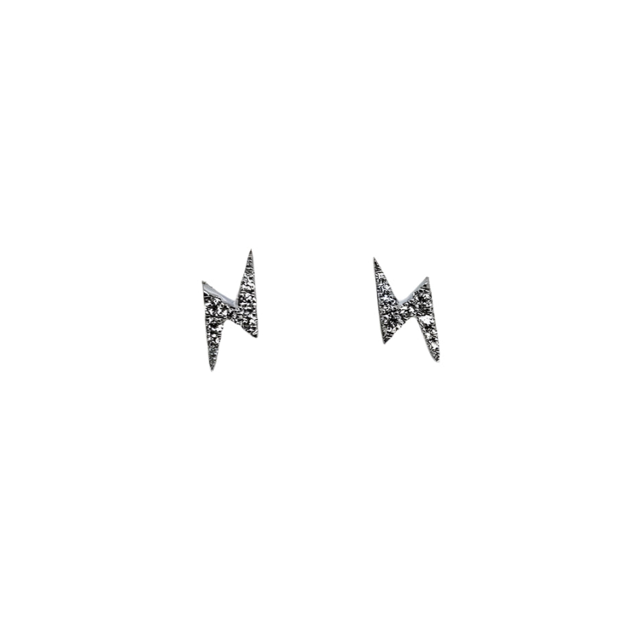 Lightning Bolt Stud Earrings-White Gold-Bijoux Village Fine Jewellers