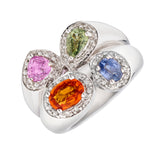 Multi-Sapphire and Diamond Cluster Ring-Bijoux Village Fine Jewellers