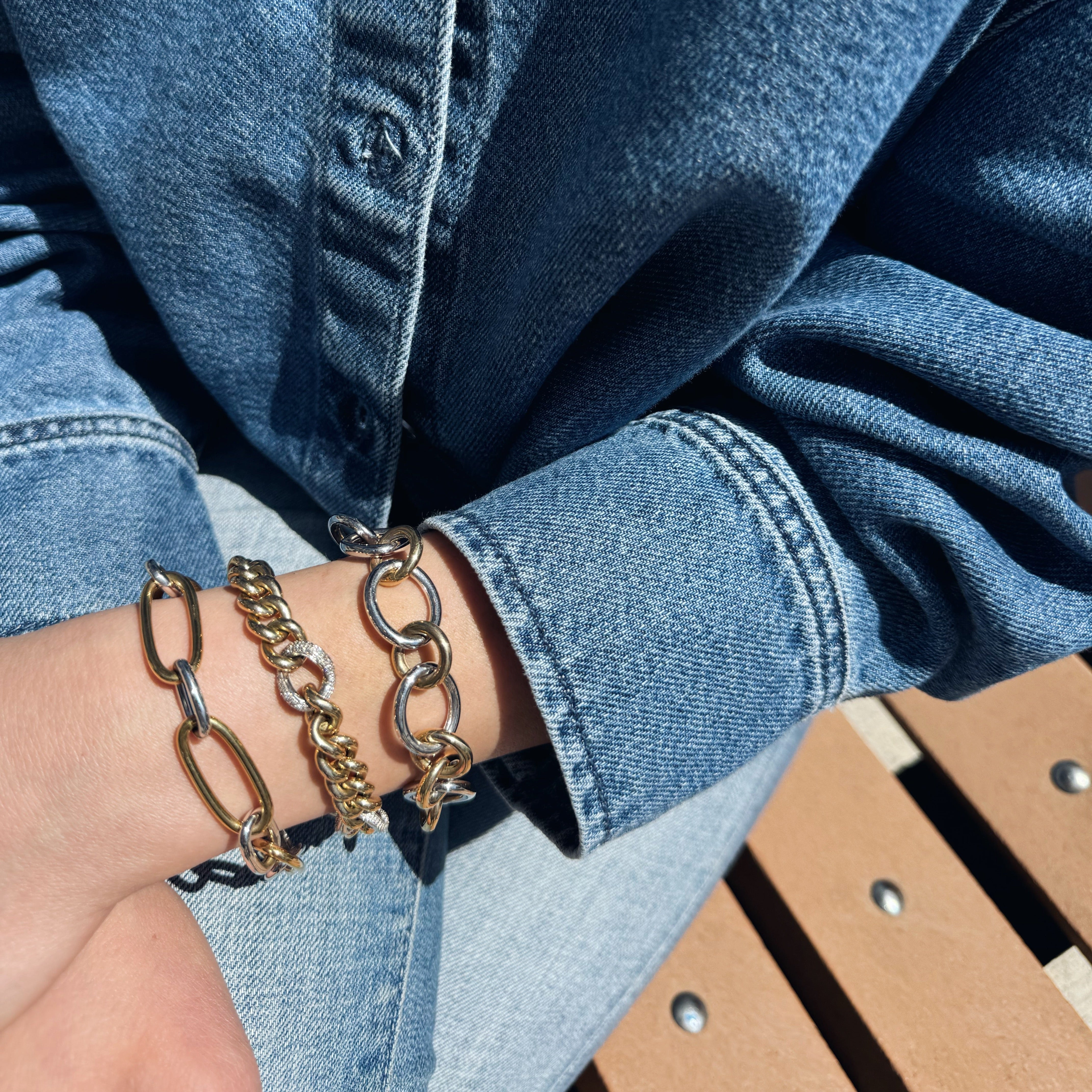 Oval & Round Dual-Tone Link Bracelet-Bijoux Village Fine Jewellers