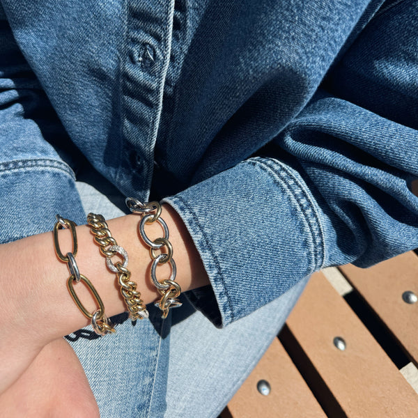 White and Yellow Gold Link Bracelet-10 Karat-Bijoux Village Fine Jewellers