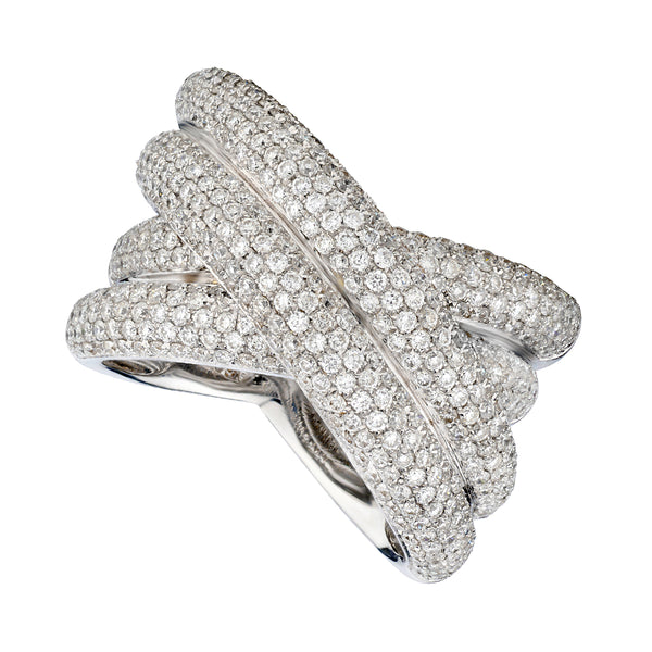 Pavé Diamond Crossover Ring-Bijoux Village Fine Jewellers