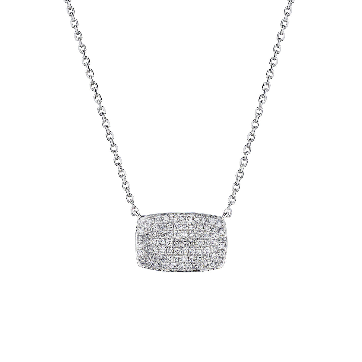 Pavé Diamond Cushion Pendant Necklace-Bijoux Village Fine Jewellers