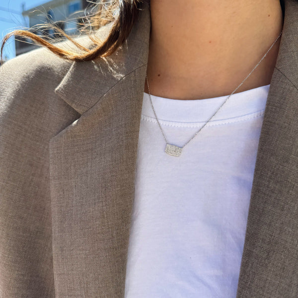 Pavé Diamond Cushion Pendant Necklace-Bijoux Village Fine Jewellers