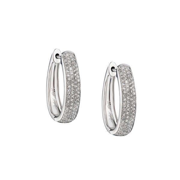 Pavé Diamond Hoop Earrings-Bijoux Village Fine Jewellers
