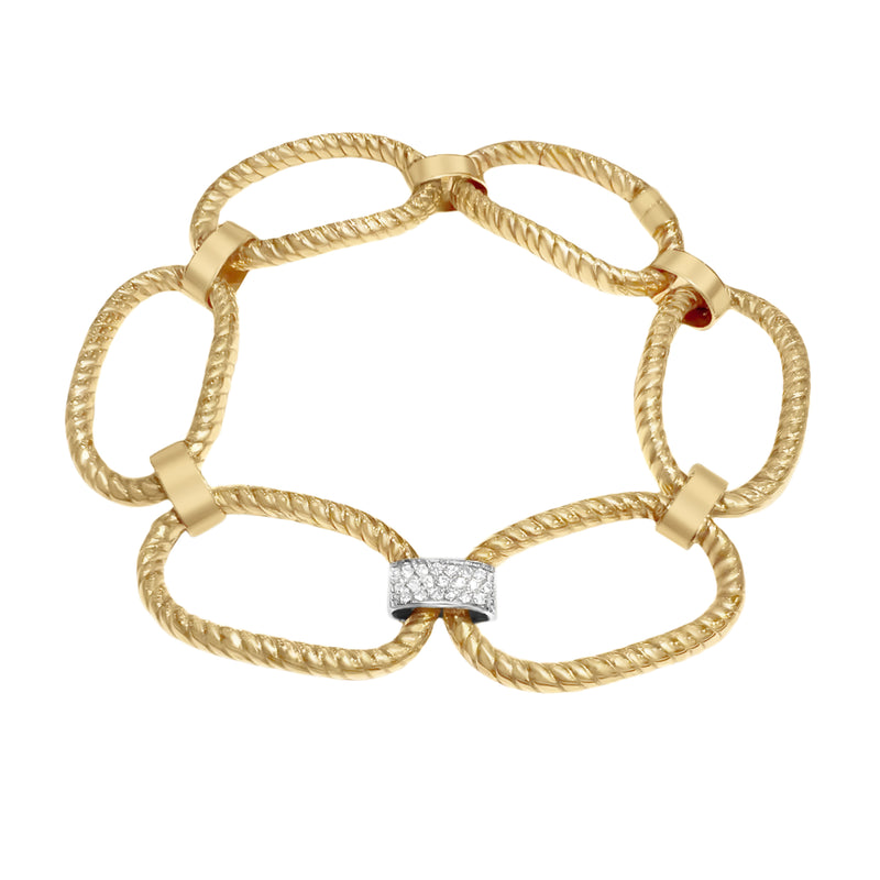 Diamond-Accented Rope Link Bracelet-14 Karat-Bijoux Village Fine Jewellers