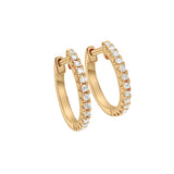 Yellow Gold Diamond Huggie Hoop Earrings-Bijoux Village Fine Jewellers