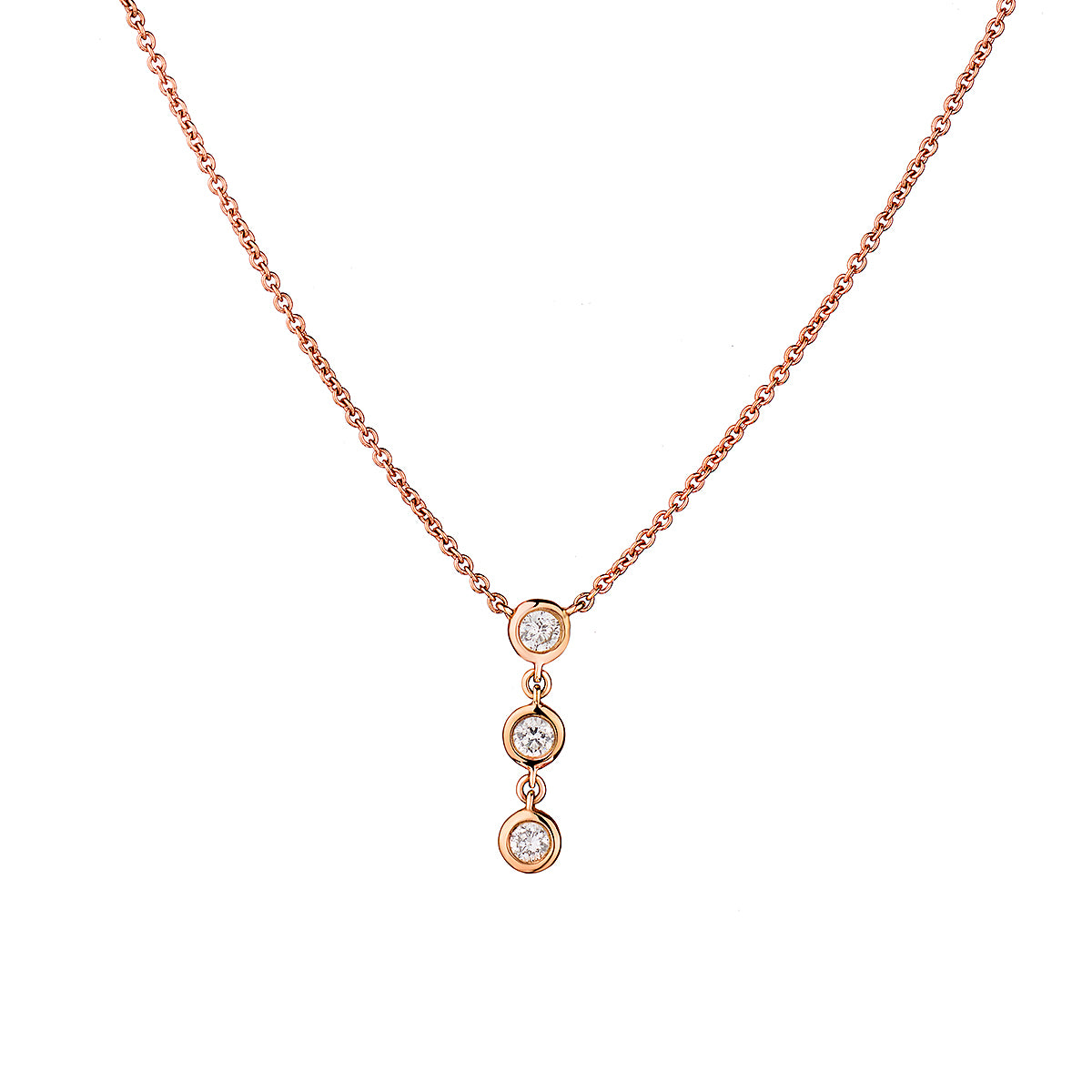 Rose Gold Diamond Drop Pendant Necklace-Bijoux Village Fine Jewellers