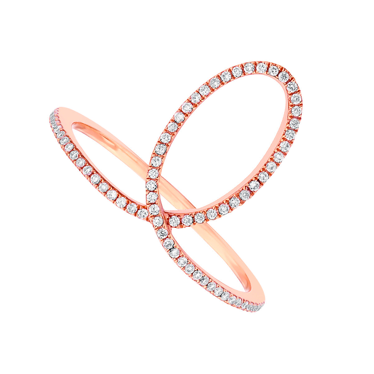Rose Gold Diamond Oval Ring-Bijoux Village Fine Jewellers
