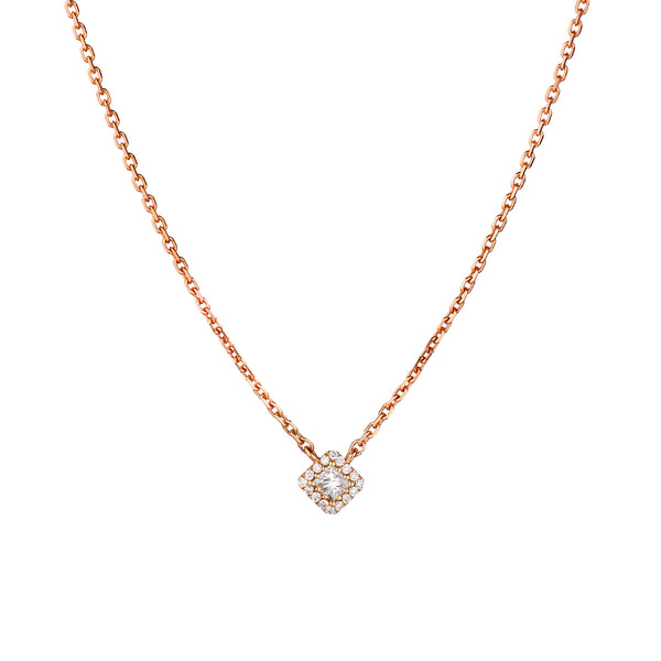 Rose Gold Diamond Pendant Necklace-18 Karat Rose Gold-Bijoux Village Fine Jewellers