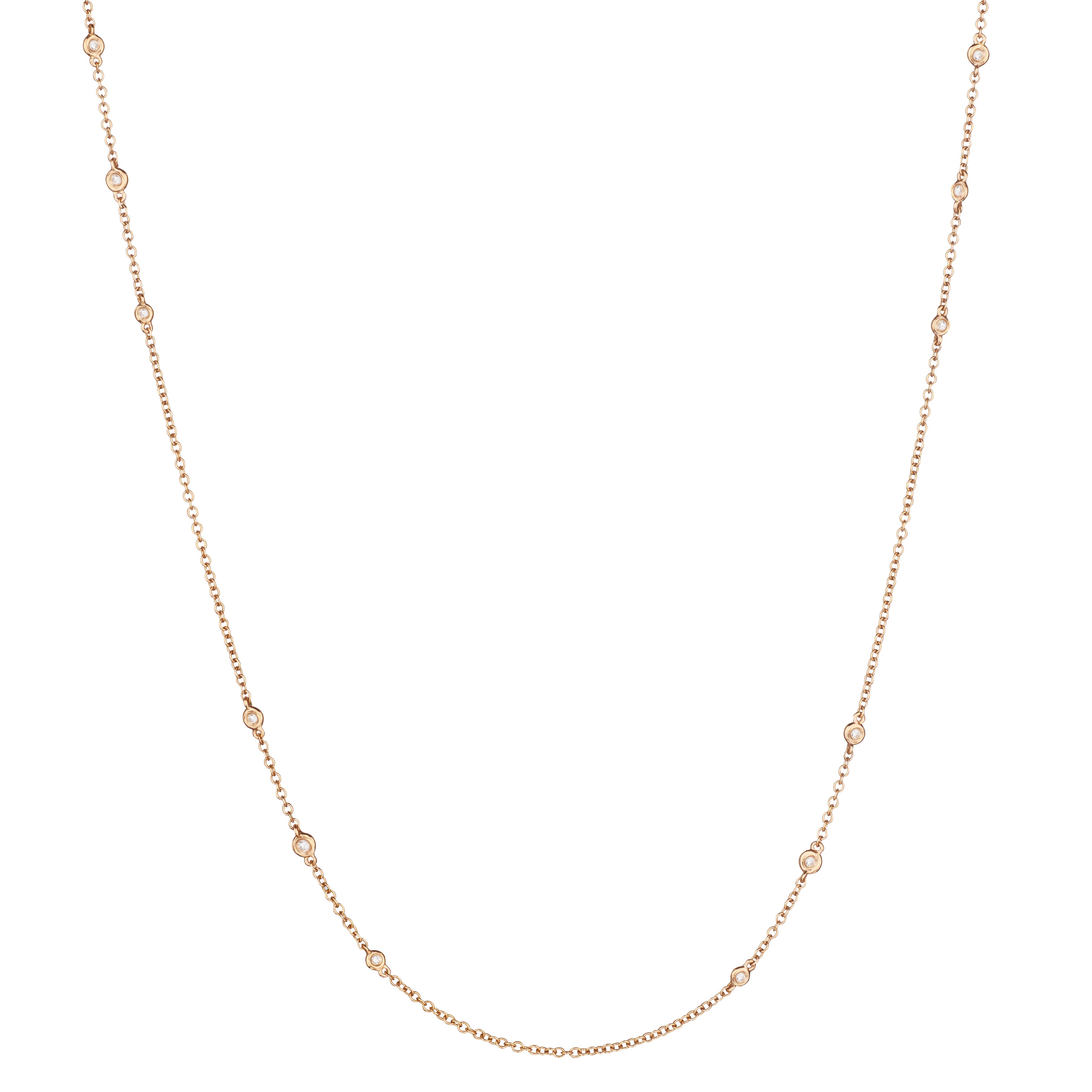Rose Gold Necklace with Bezel Set Diamonds-Bijoux Village Fine Jewellers