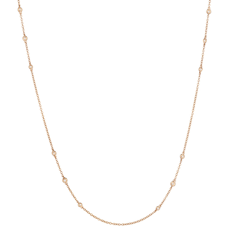 Rose Gold Necklace with Bezel Set Diamonds-Bijoux Village Fine Jewellers