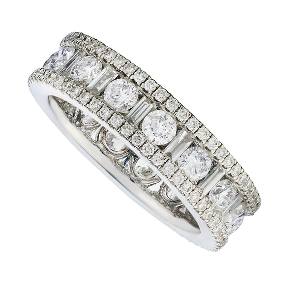 Round and Baguette Diamond Eternity Band-Bijoux Village Fine Jewellers