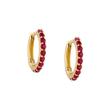 Ruby Huggie Hoops-10 Karat-Bijoux Village Fine Jewellers