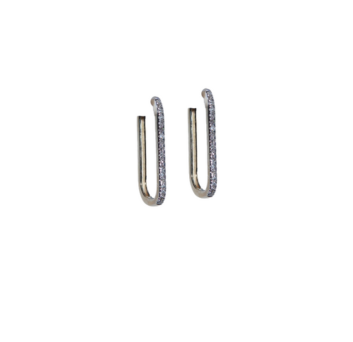 10 Karat Yellow Gold Huggie Earrings with .15 CTs Natural Diamonds-Earring-Bijoux Village Fine Jewellers