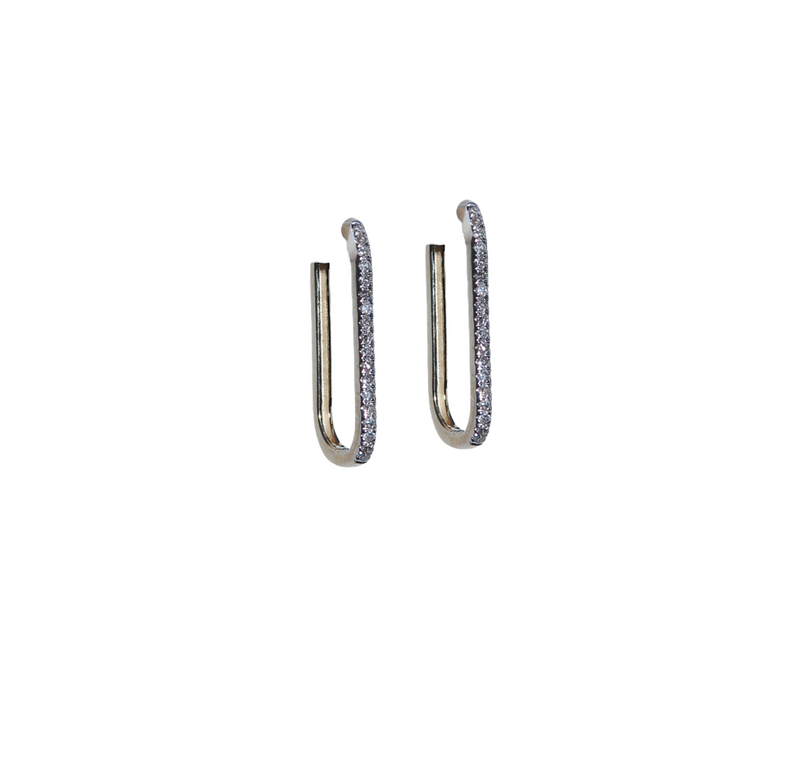 Sleek Diamond Huggie Hoops-10 Karat-Bijoux Village Fine Jewellers