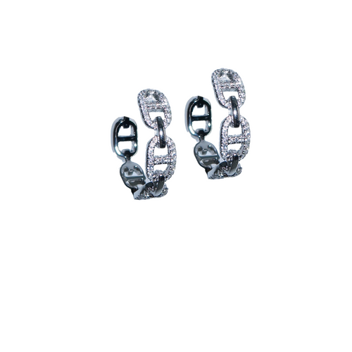 18 Karat White Gold Huggie Earrings with .23 CTs Natural Diamonds-Earring-Bijoux Village Fine Jewellers