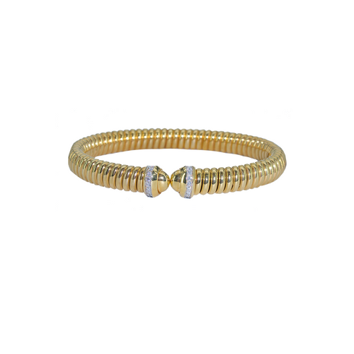 14 Karat Yellow Gold Italian Made Bangle with .70 CTs Natural Diamonds-Bracelet-Bijoux Village Fine Jewellers