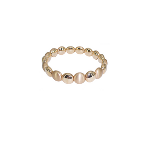 18 Karat Pink/Rose Gold Flat Bead Stretch Bracelet-Bracelet-Bijoux Village Fine Jewellers