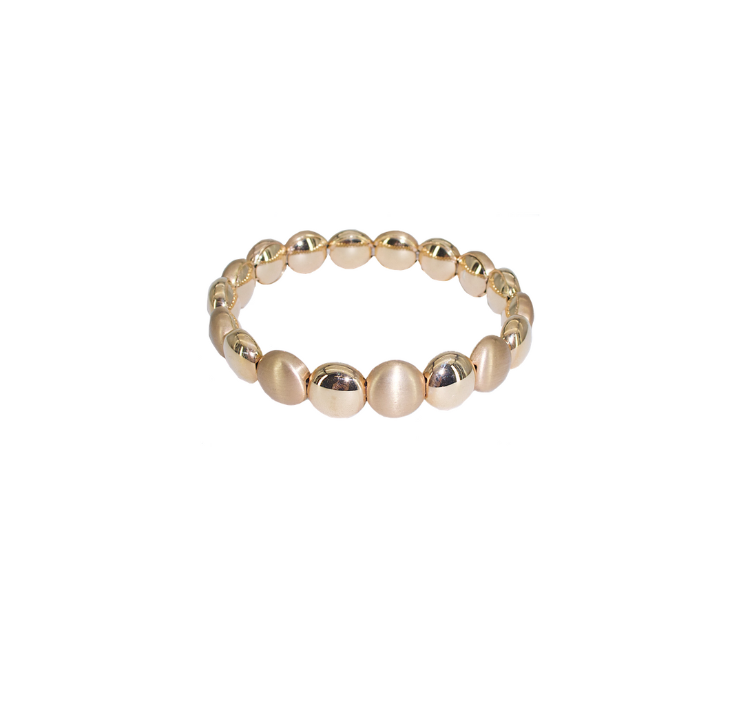 18 Karat Pink/Rose Gold Flat Bead Stretch Bracelet-Bracelet-Bijoux Village Fine Jewellers