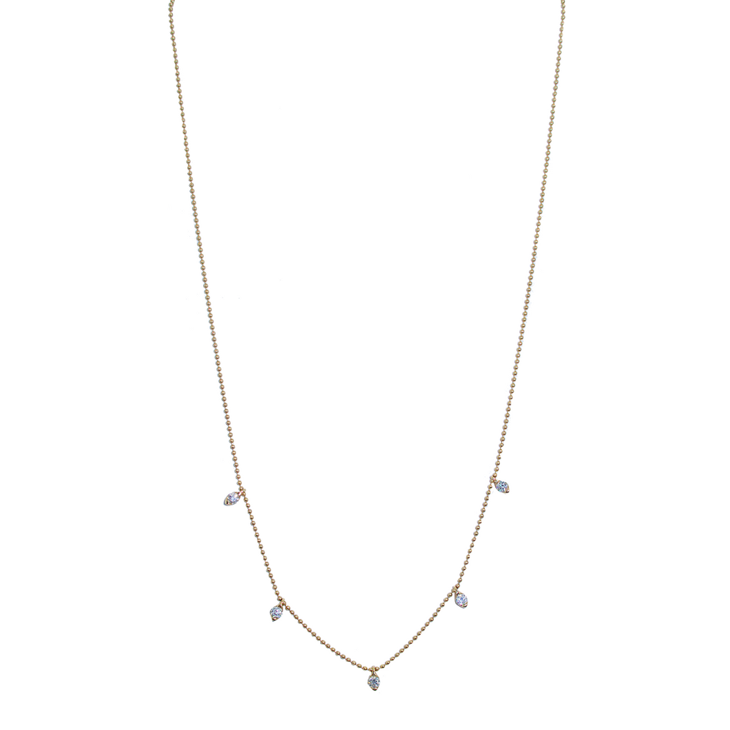 18 Karat Yellow Gold Necklace with Baguette Diamond Drops, .14 CTs-necklace-Bijoux Village Fine Jewellers