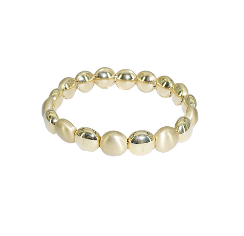 18 Karat Yellow Gold Flat Bead Stretch Bracelet-Bracelet-Bijoux Village Fine Jewellers