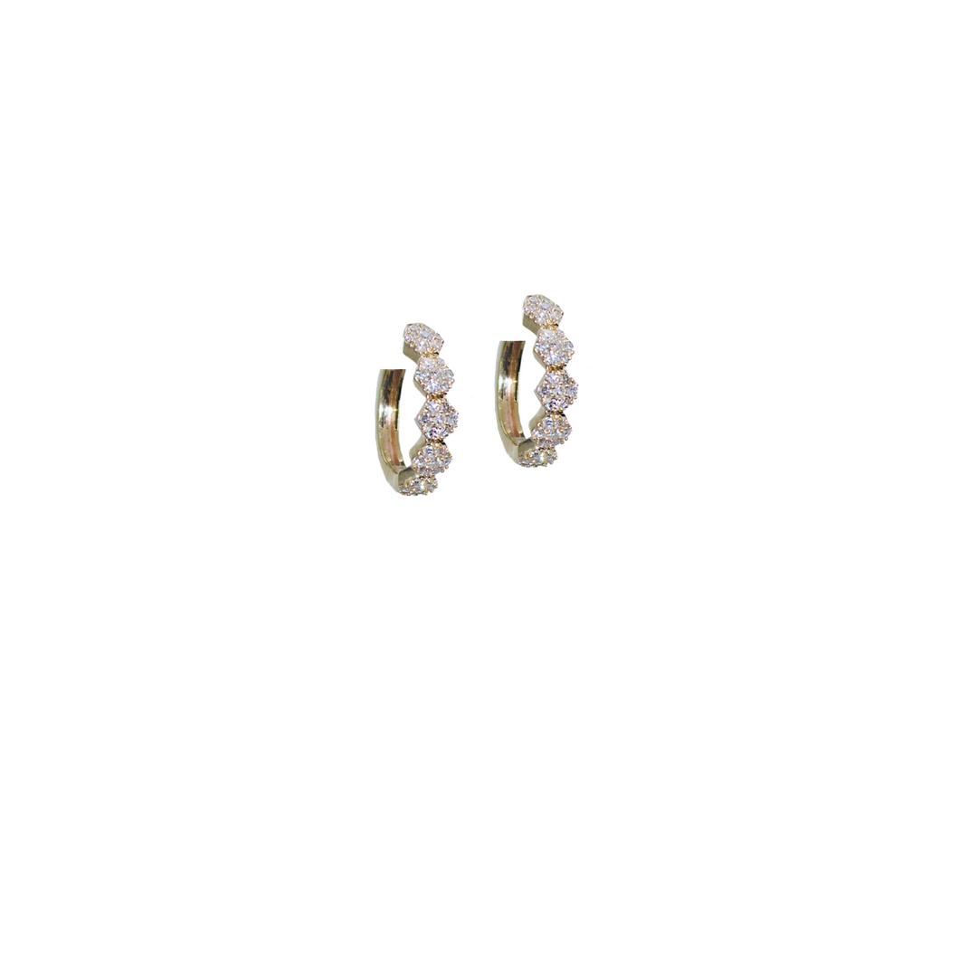 10 Karat Yellow Gold Huggie Earrings with .30 CTs Natural Diamonds-Earring-Bijoux Village Fine Jewellers