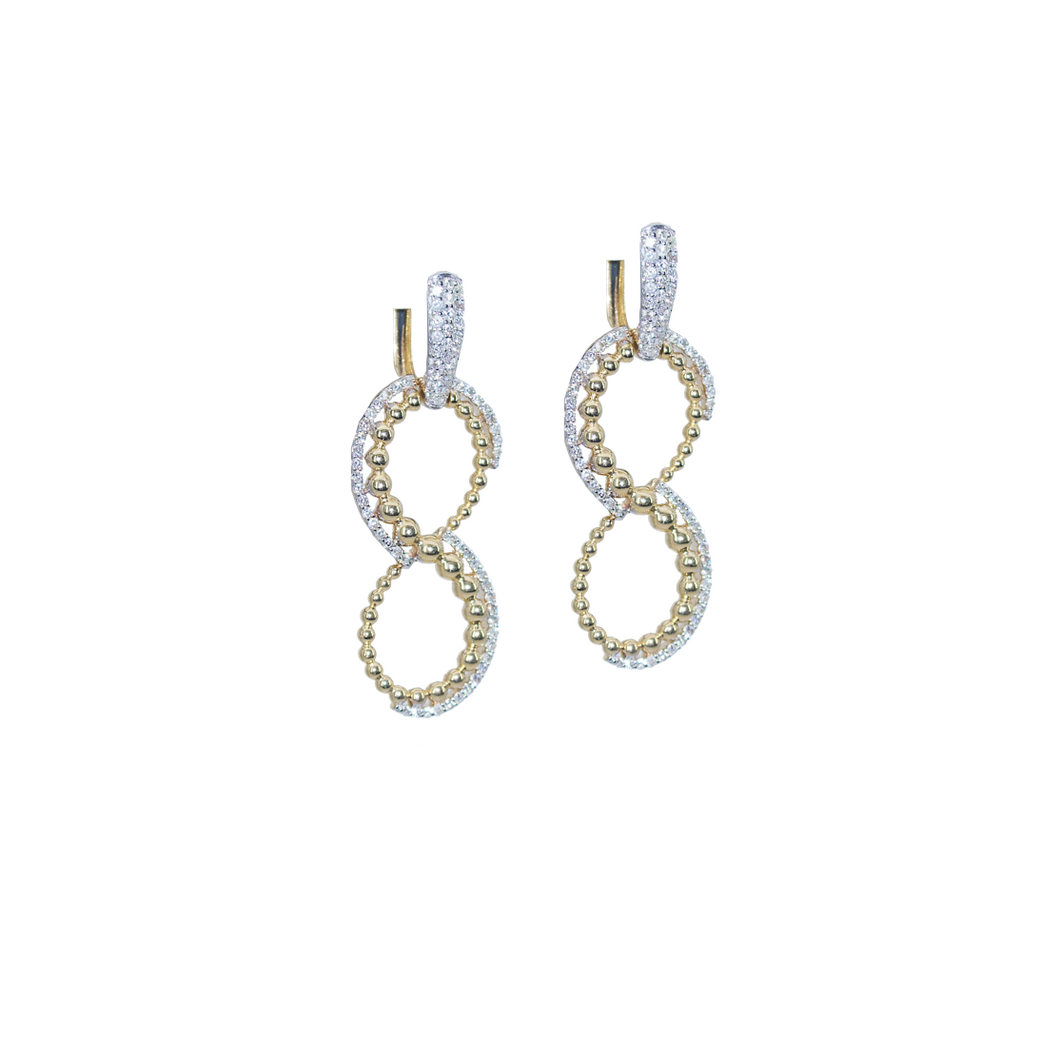 14 Karat Yellow Gold Drop Earrings with .97 CTs Diamonds-Earring-Bijoux Village Fine Jewellers