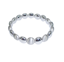 Load image into Gallery viewer, 18 Karat White Gold Flat Bead Stretch Bracelet-Bracelet-Bijoux Village Fine Jewellers
