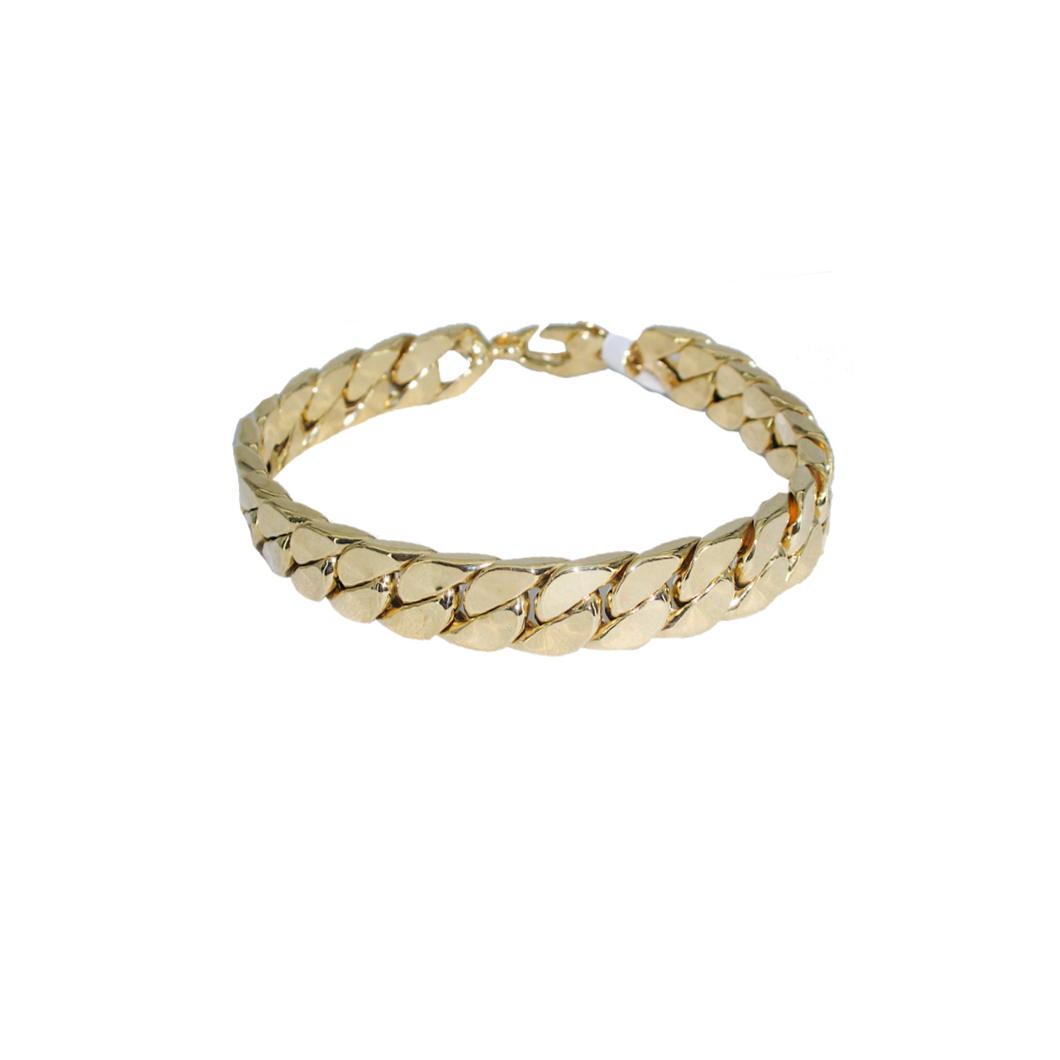 14 Karat Italian Yellow Gold Wide Hollow Curb Link Bracelet-Bracelet-Bijoux Village Fine Jewellers