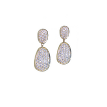 Load image into Gallery viewer, 14 Karat Yellow Gold Pave Stud Drop Earrings with 2.50 CTs Natural Diamonds-Earring-Bijoux Village Fine Jewellers
