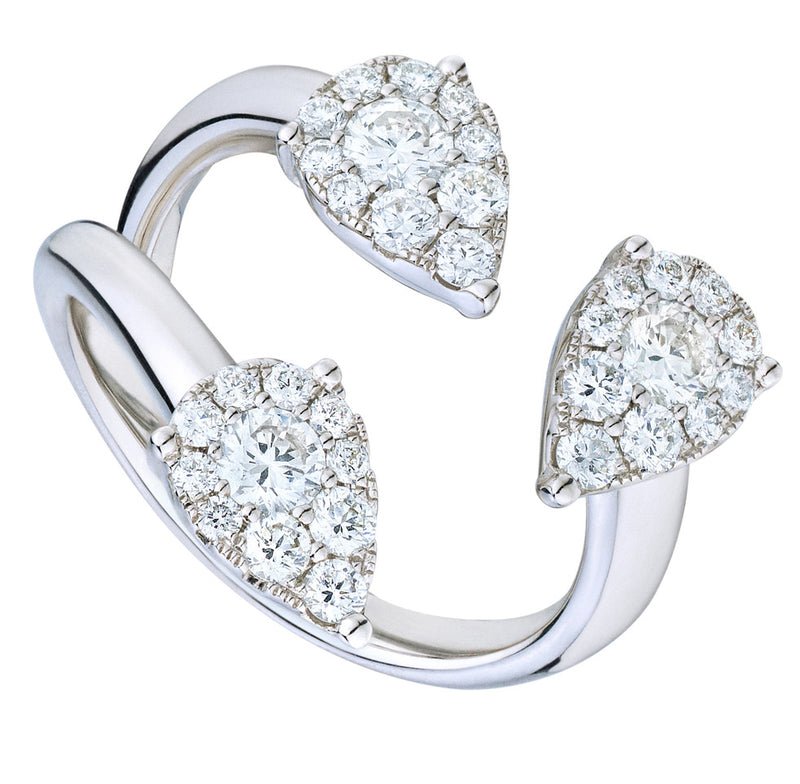 White Gold Triple Pear Diamond Ring-18 Karat-Bijoux Village Fine Jewellers