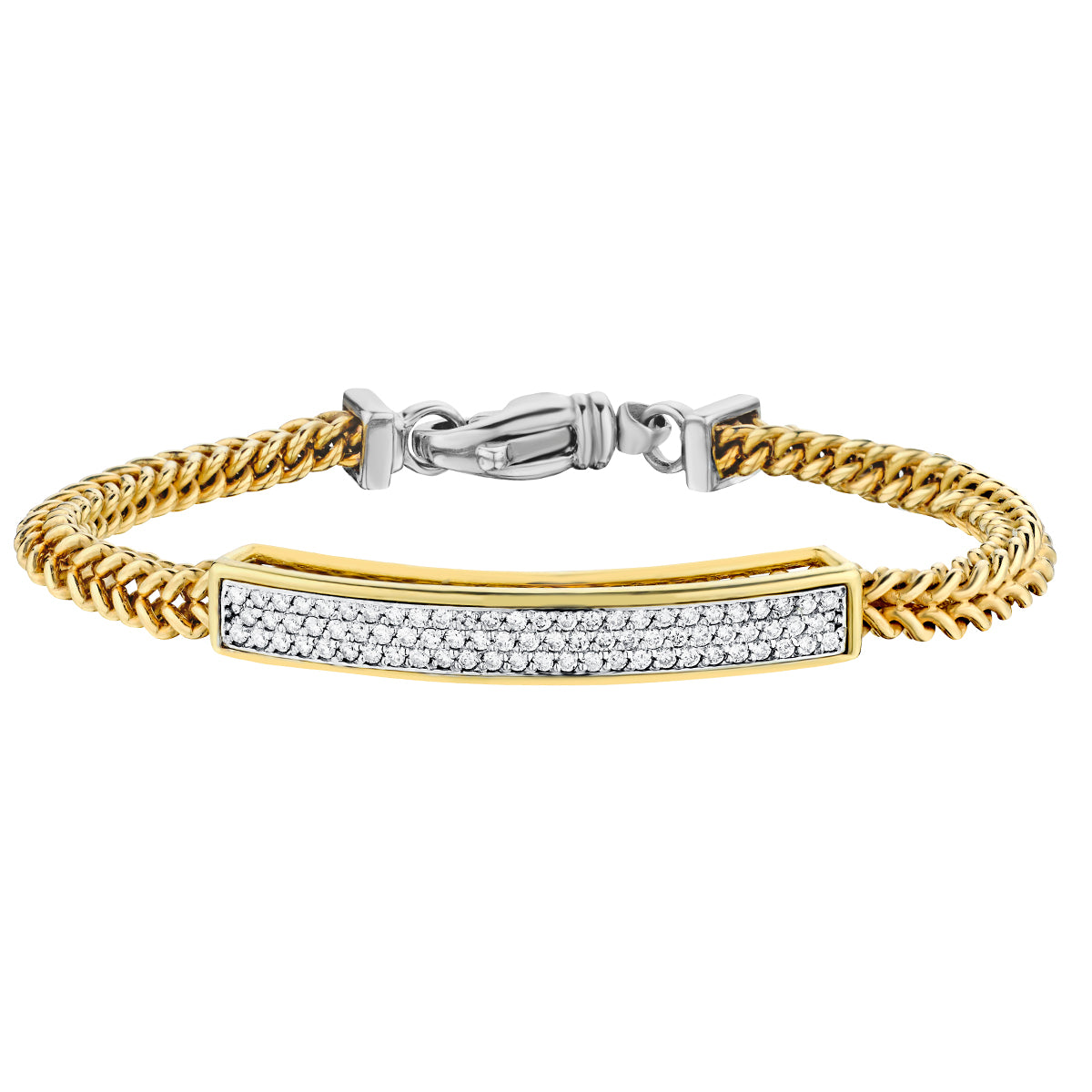 Two-Tone Gold Diamond ID Bracelet-Bijoux Village Fine Jewellers