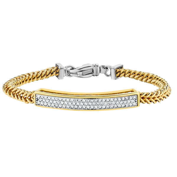 Two-Tone Gold Diamond ID Bracelet-Bijoux Village Fine Jewellers