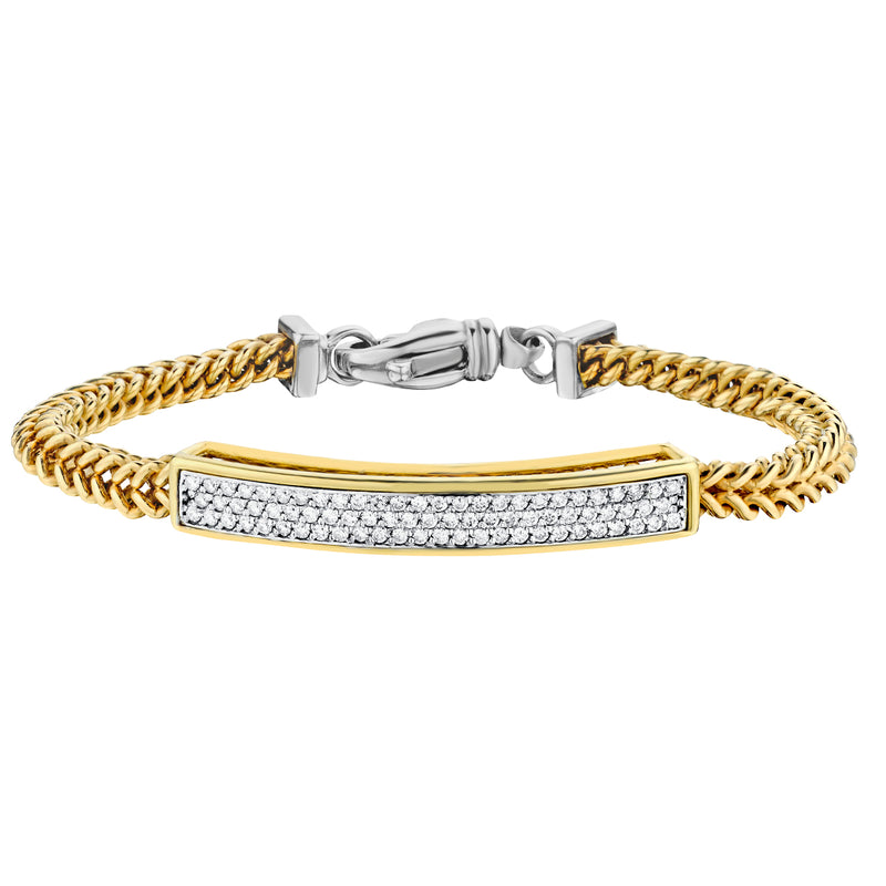 Two-Tone Gold Diamond ID Bracelet-Bijoux Village Fine Jewellers