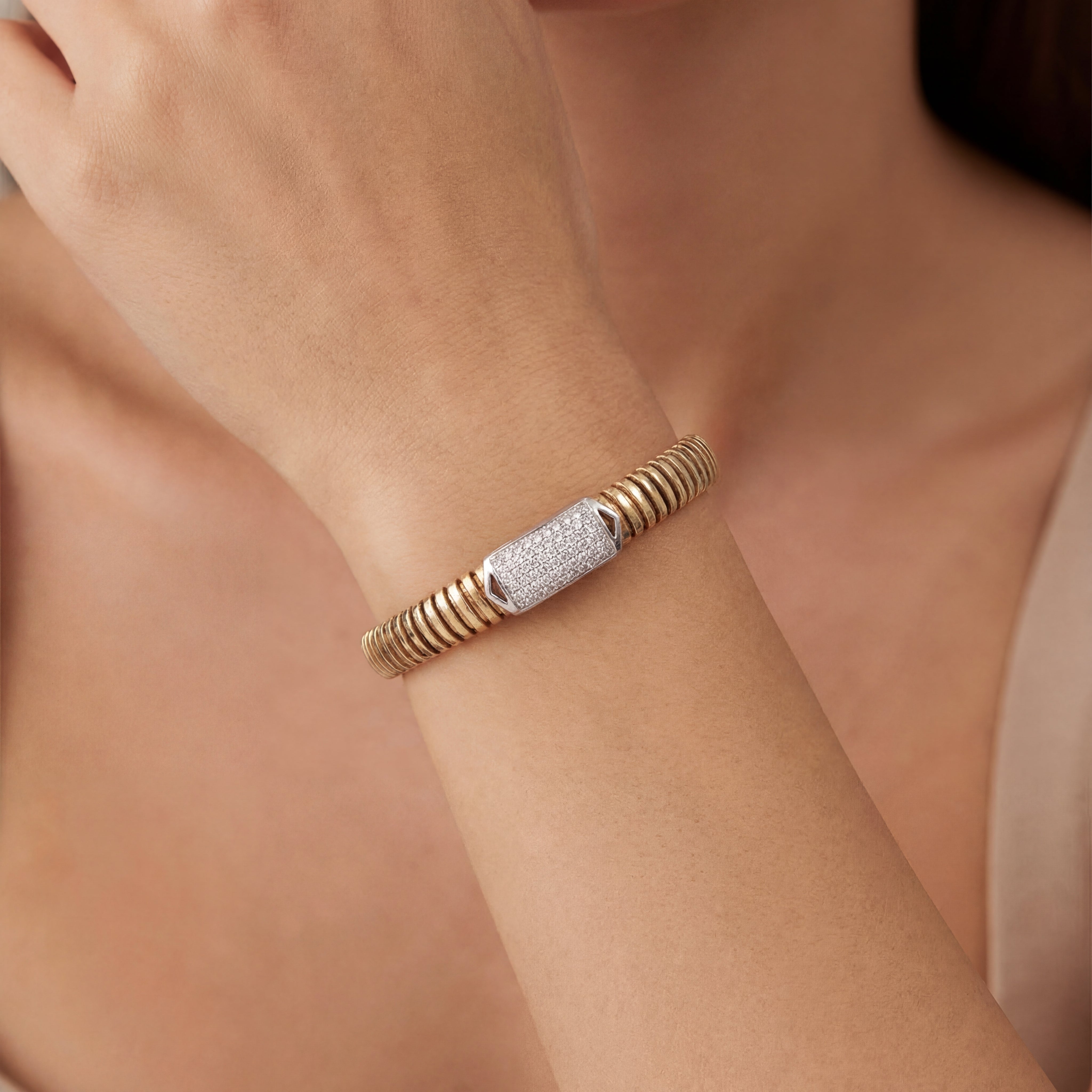 Diamond Bar Flex Bangle Bracelet-Bijoux Village Fine Jewellers