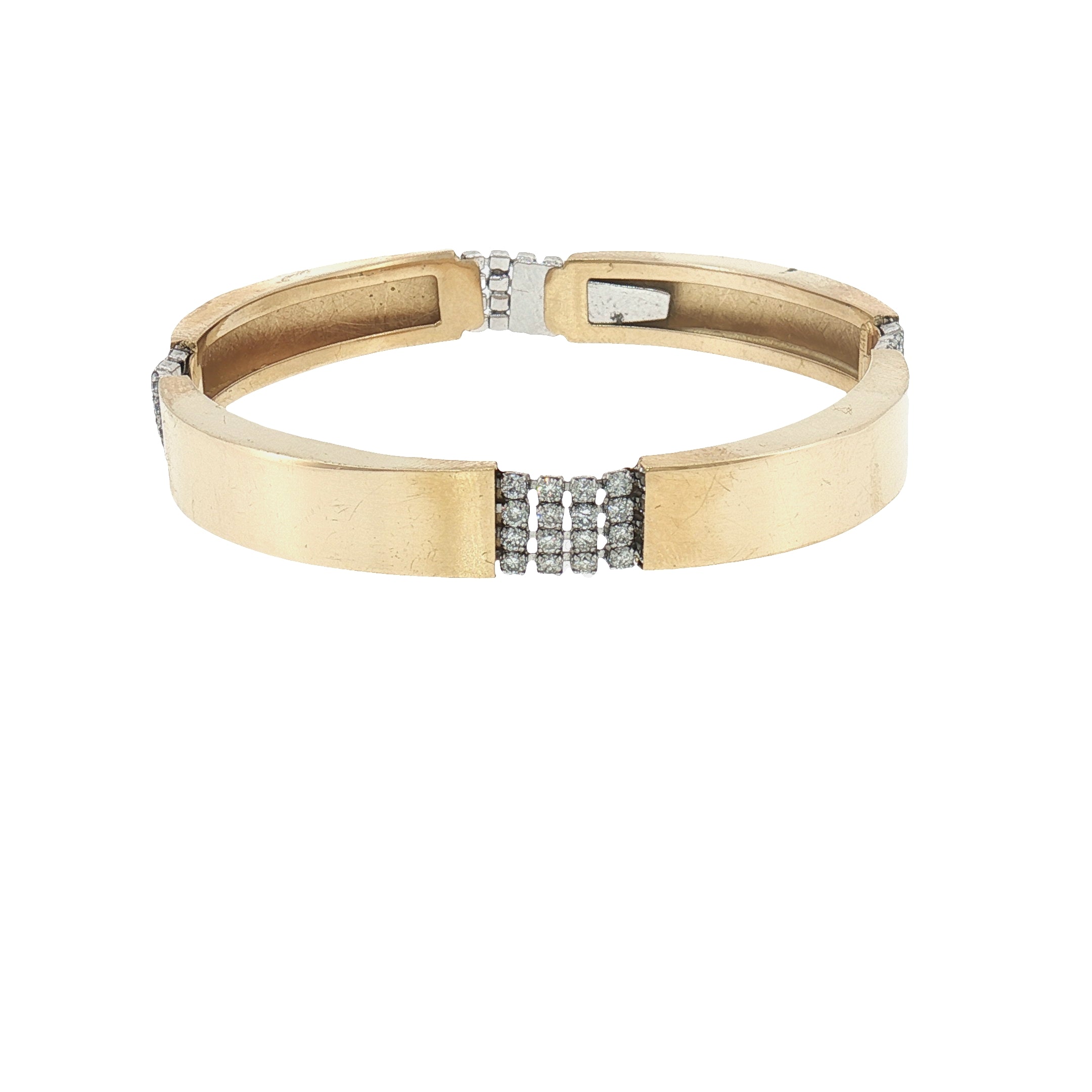 Diamond Link Gold Bangle Bracelet-Bijoux Village Fine Jewellers